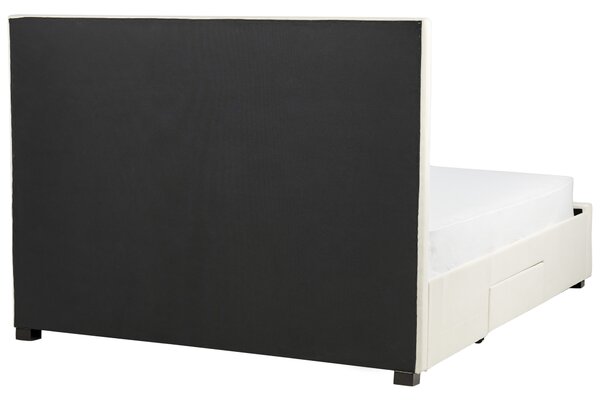 Postel s úložnými zásuvkami Umělý samet LIEVIN 160 x 200 cm Světle béžová