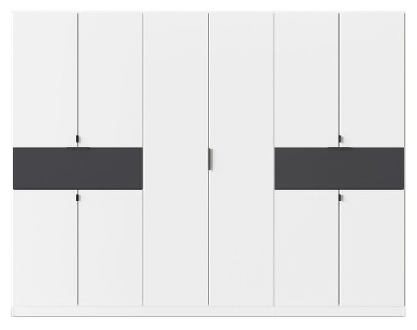 Šatní skříň TICAO V alpská bílá/šedá metalická, šířka 271 cm