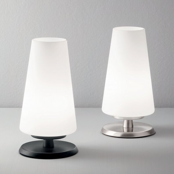 Fabas 3576-30-101 Milady, dotyková stolní lampa černá/bílé sklo, 1x33W G9, výška 20cm