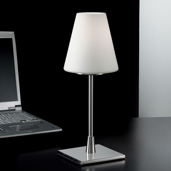 Fabas 2653-31-178 Lucy Big, dotyková stolní lampa nikl/bílé sklo, 1x60W E14, výška 35cm
