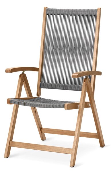 Polohovatelná zahradní židle Lenja / max. nosnost 130 kg / eukalyptové dřevo/100% PP / šedá