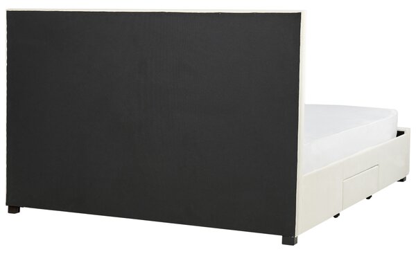 Postel s úložnými zásuvkami LIEVIN Umělý samet Světle béžová 180 x 200 cm