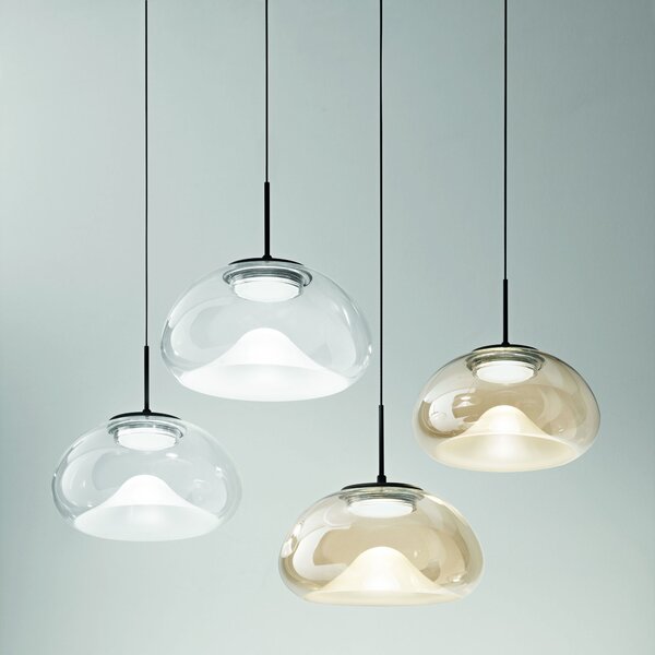 Fabas 3755-49-241 Brena, závěsné svítidlo z čirého skla, 4x10W LED 2700/3000/4000K krokové stmívání, prům. 22cm