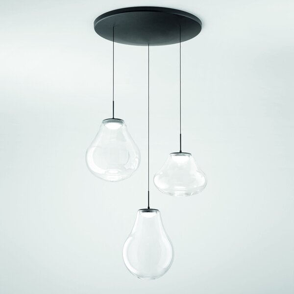 Fabas 3774-47-241 Deva, závěsné svítidlo z čirého skla, 3x14W LED 2700/3000/4000K krokové stmívání, prům. 50cm