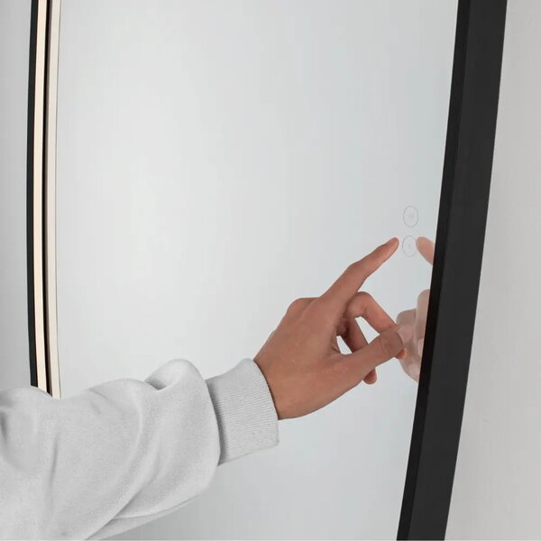 Nova Luce Černé závěsné zrcadlo s LED osvětlením Sinia 135 x 65 cm