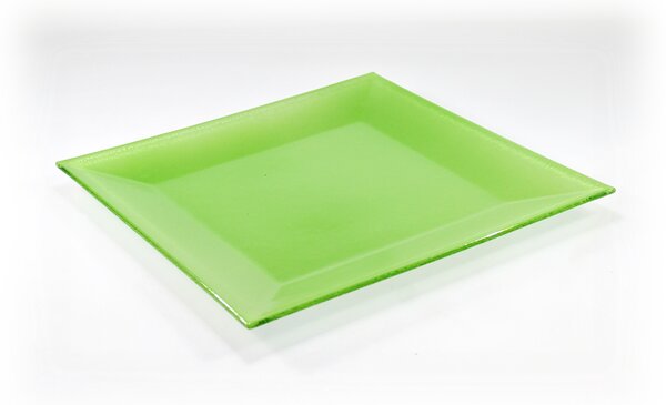 BDK-GLASS Zelený čtvercový talíř skleněný Rozměr: 31x31cm