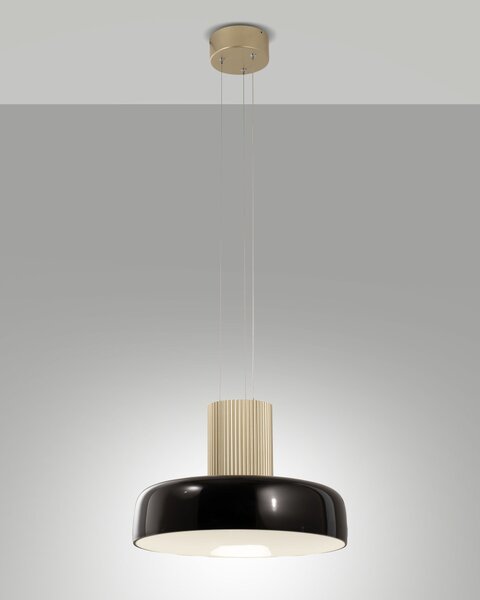 Fabas 3800-40-101 Lunar, černé závěsné svítidlo, 1x26W LED 3CCT 2700/3000/4000K krokové stmívání, prům. 42cm