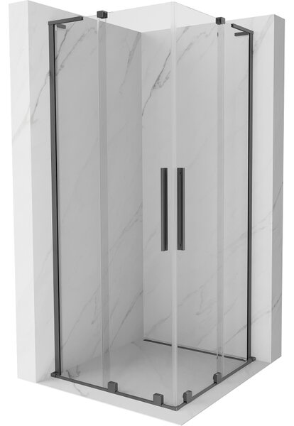 Mexen Velar L Duo, sprchový kout s posuvnými dveřmi 90 x 90 cm, 8mm čiré sklo, broušený grafit, 871-090-090-02-03-95