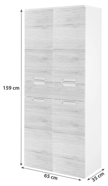 VYSOKÁ SKŘÍŇ, bílá, bílá, 65,0/159,0/35,0 cm Voleo - Koupelnové série