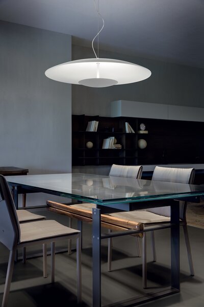 Linea Light 90286 Horizon_P, bílé závěsné svítidlo pro nepřímé osvětlení, 34W LED 3000K, Ø 65cm