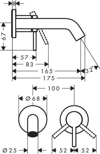 Hansgrohe Tecturis S umyvadlová baterie pod omítku chrom 73350000