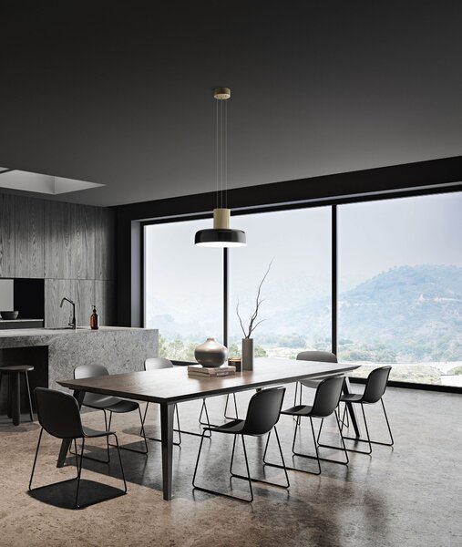 Fabas 3800-40-101 Lunar, černé závěsné svítidlo, 1x26W LED 3CCT 2700/3000/4000K krokové stmívání, prům. 42cm