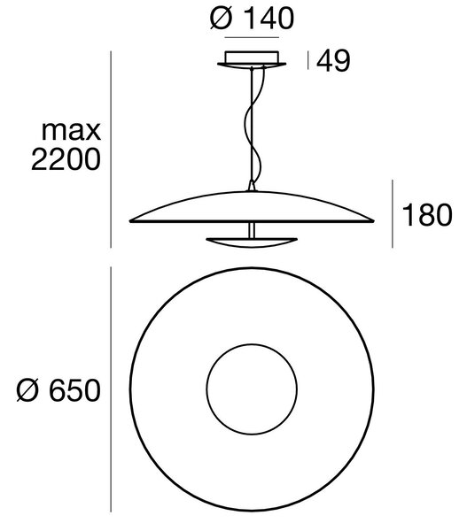 Linea Light 90286 Horizon_P, bílé závěsné svítidlo pro nepřímé osvětlení, 34W LED 3000K, Ø 65cm