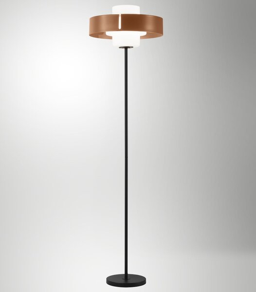 Fabas 3750-10-358 Loto, stojací lampa se stmívačem z foukaného skla se stínítkem z cihlového kovu, 1x40W E27, výška 170cm, průměr 45cm