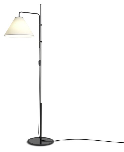 Marset A641-401 Funiculí, černá stojací lampa s bílým textilním stínidlem, 1xE27, 158cm