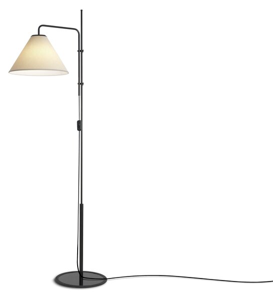 Marset A641-402 Funiculí, černá stojací lampa s pískovým textilním stínidlem, 1xE27, 158cm