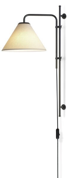 Marset A641-404 Funiculí, černá nástěnná lampa s pískovým textilním stínidlem, 1xE14, výška 60cm