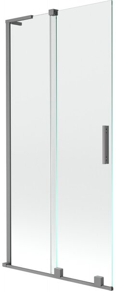 Mexen Velar L, 2-křídlová posuvná vanová zástěna 90 x 150 cm, 8mm čiré sklo, grafitová matná, 896-090-003-01-95
