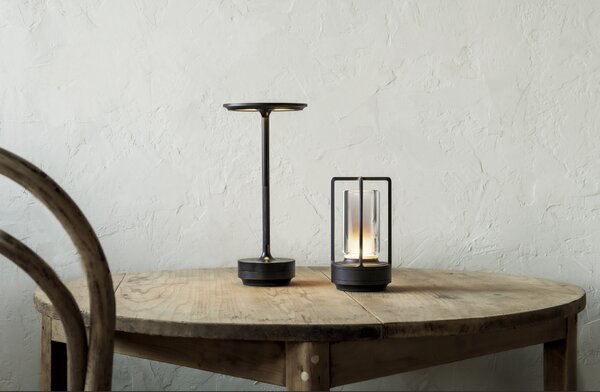 Ambientec Turn Aluminium Black, bateriová lampička z černého hliníku, LED 1800-2500K dotykové stmívání, Ø13x27,5cm, IP66
