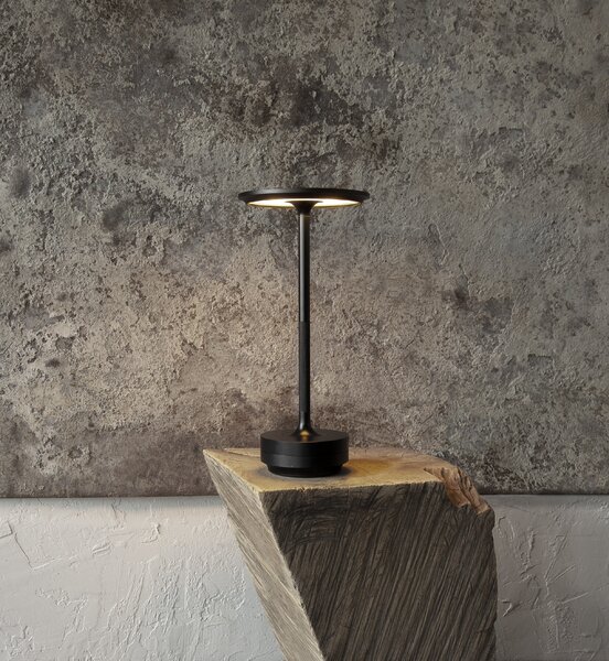 Ambientec Turn Aluminium Black, bateriová lampička z černého hliníku, LED 1800-2500K dotykové stmívání, Ø13x27,5cm, IP66