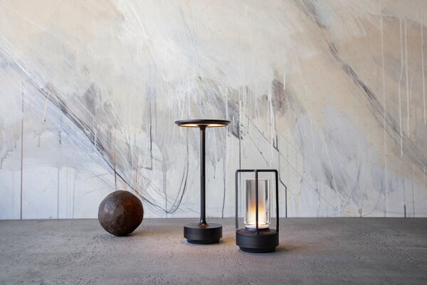 Ambientec Turn Aluminium Black, bateriová lampička z černého hliníku, LED 1800-2500K dotykové stmívání, Ø13x27,5cm, IP66