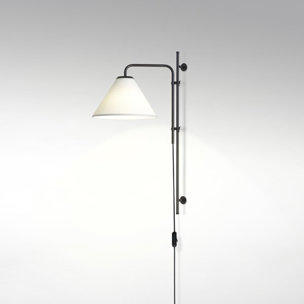 Marset A641-403 Funiculí, černá nástěnná lampa s bílým textilním stínidlem, 1xE14, výška 60cm