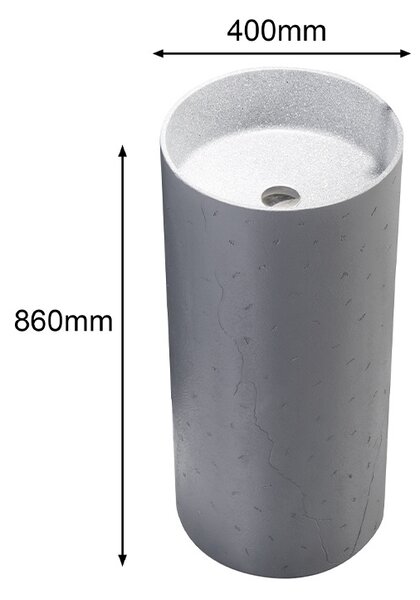 BPS-koupelny Volně stojící keramické umyvadlo HYD-ST4-GR-WOF-860 ø40 cm, šedé