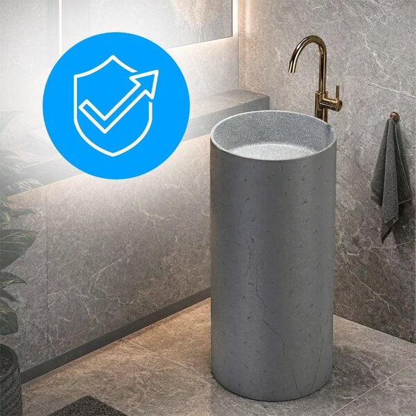 BPS-koupelny Volně stojící keramické umyvadlo HYD-ST4-GR-WOF-860 ø40 cm, šedé