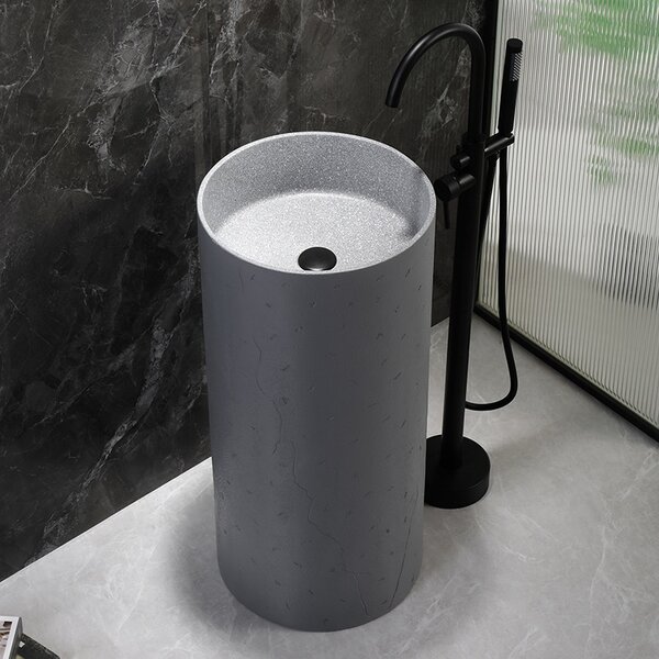 BPS-koupelny Volně stojící keramické umyvadlo HYD-ST4-GR-WOF-860 ø40 cm, šedé