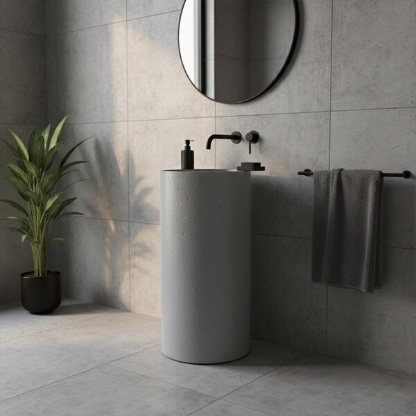 BPS-koupelny Volně stojící keramické umyvadlo HYD-ST4-GR-WOF-860 ø40 cm, šedé