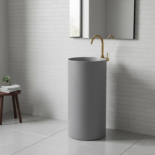 BPS-koupelny Volně stojící keramické umyvadlo HYD-ST4-GR-WOF-860 ø40 cm, šedé