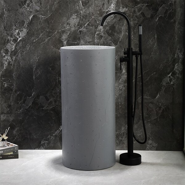 BPS-koupelny Volně stojící keramické umyvadlo HYD-ST4-GR-WOF-860 ø40 cm, šedé