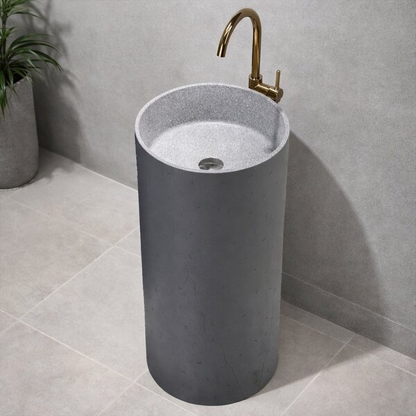 BPS-koupelny Volně stojící keramické umyvadlo HYD-ST4-GR-WOF-860 ø40 cm, šedé