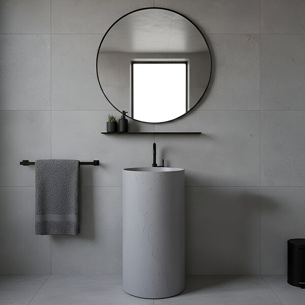 BPS-koupelny Volně stojící keramické umyvadlo HYD-ST4-GR-WOF-860 ø40 cm, šedé