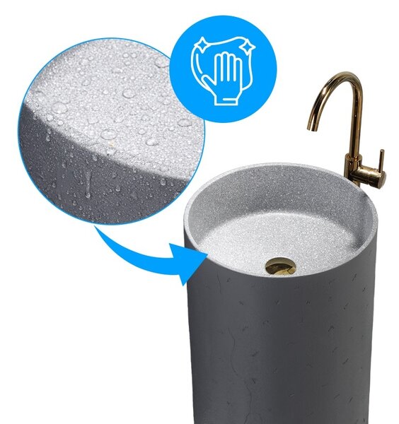 BPS-koupelny Volně stojící keramické umyvadlo HYD-ST4-GR-WOF-860 ø40 cm, šedé