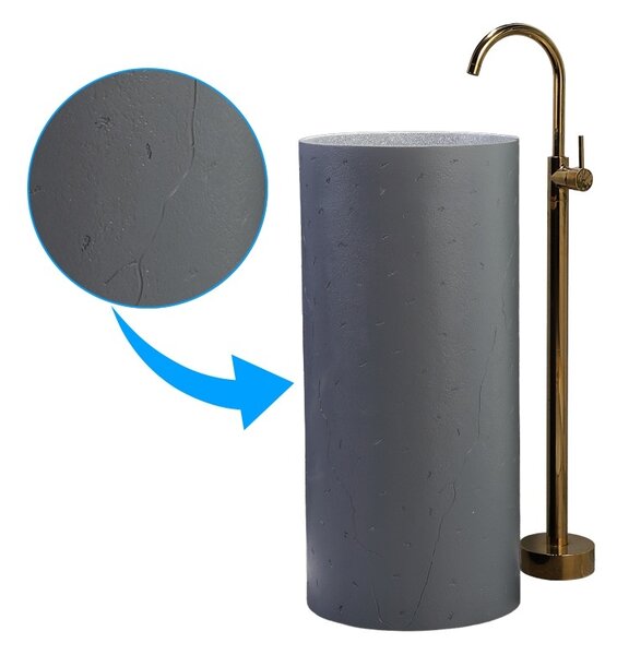 BPS-koupelny Volně stojící keramické umyvadlo HYD-ST4-GR-WOF-860 ø40 cm, šedé