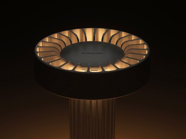 Ambientec Fotica Rose, přenosná lampička z růžového hliníku, LED 1800-2500K dotykové stmívání, Ø13x20,5cm, IP66