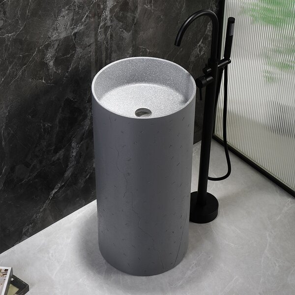 BPS-koupelny Volně stojící keramické umyvadlo HYD-ST4-GR-WOF-860 ø40 cm, šedé
