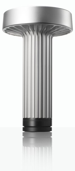 Ambientec Fotica Silver, přenosná lampička ze stříbrného hliníku, LED 1800-2500K dotykové stmívání, Ø13x20,5cm, IP66