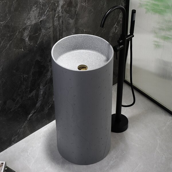 BPS-koupelny Volně stojící keramické umyvadlo HYD-ST4-GR-WOF-860 ø40 cm, šedé