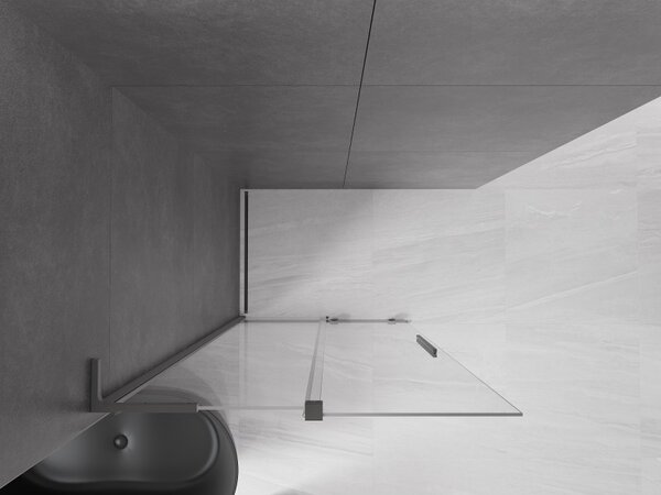 Mexen Velar L, posuvná sprchová zástěna Walk-in 110 x 200 cm, 8mm čiré sklo, broušený grafit, 871-110-003-03-95