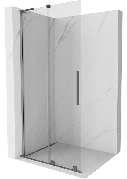 Mexen Velar L, posuvná sprchová zástěna Walk-in 110 x 200 cm, 8mm čiré sklo, broušený grafit, 871-110-003-03-95