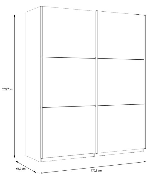 SKŘÍŇ S POSUVNÝMI DVEŘMI, bílá, vysoce lesklá bílá, 170,3/209,7/61,2 cm home24 - Šatní skříně