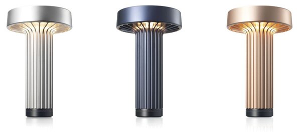 Ambientec Fotica Rose, přenosná lampička z růžového hliníku, LED 1800-2500K dotykové stmívání, Ø13x20,5cm, IP66