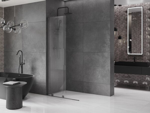 Mexen Velar L, posuvná sprchová zástěna Walk-in 110 x 200 cm, 8mm čiré sklo, broušený grafit, 871-110-003-03-95