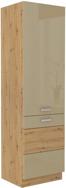Skříň na vestavnou lednici ADARA - šířka 60 cm, cappucino / dub artisan