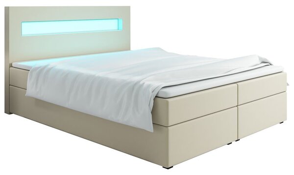 Čalouněná postel s osvětlením LILLIANA 3 - 180x200, béžová eko kůže