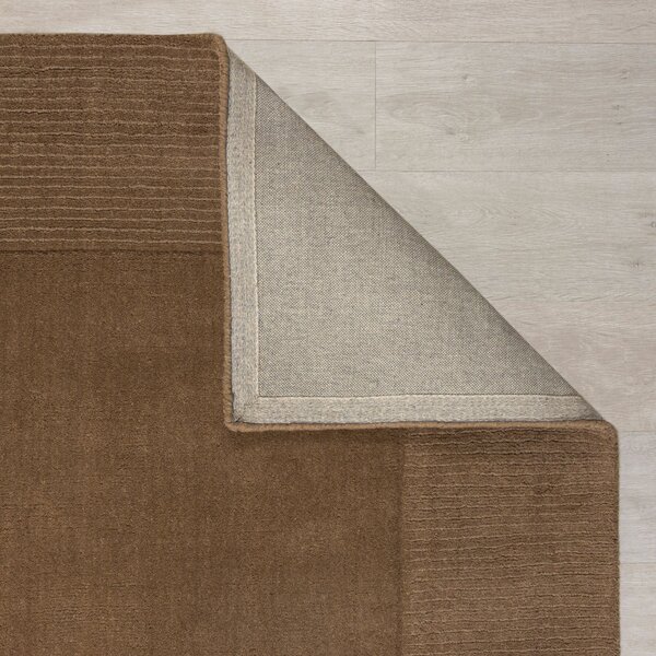 Flair Rugs, Kusový ručně tkaný koberec Tuscany Textured Wool Border Brown, 160x230, hnědá, ložnice