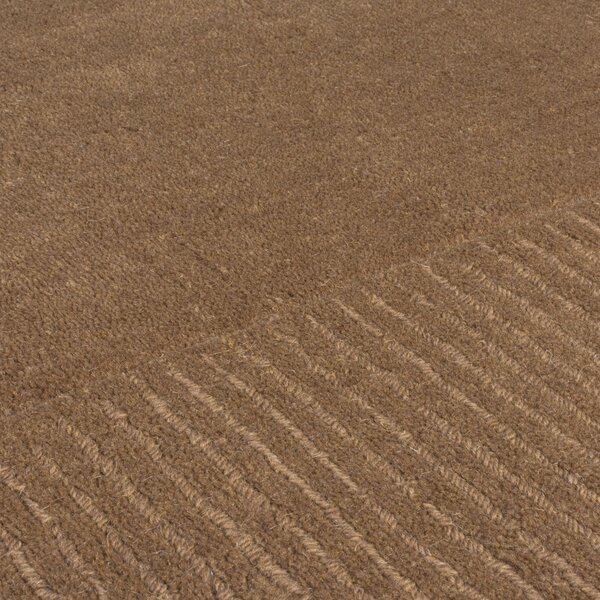 Flair Rugs, Kusový ručně tkaný koberec Tuscany Textured Wool Border Brown, 160x230, hnědá, ložnice