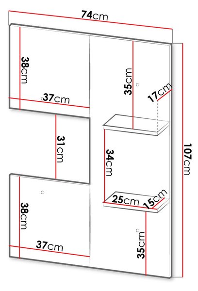 Nástěnný panel 74x107 MILAGRA - dub wotan / černý
